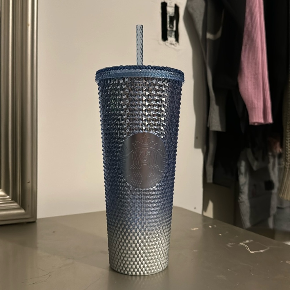Light blue to cream ombré studded rare Starbucks cup